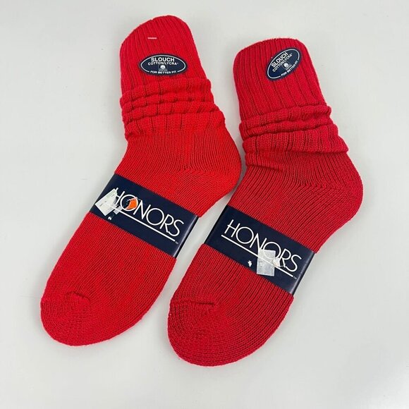 Honors RED Slouch Vintage Socks Womens size 9-11 NOS Made in USA - Picture 1 of 6